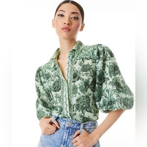 Alice + Olivia Tiffie Drama Sleeve Blouse - Medium (M)